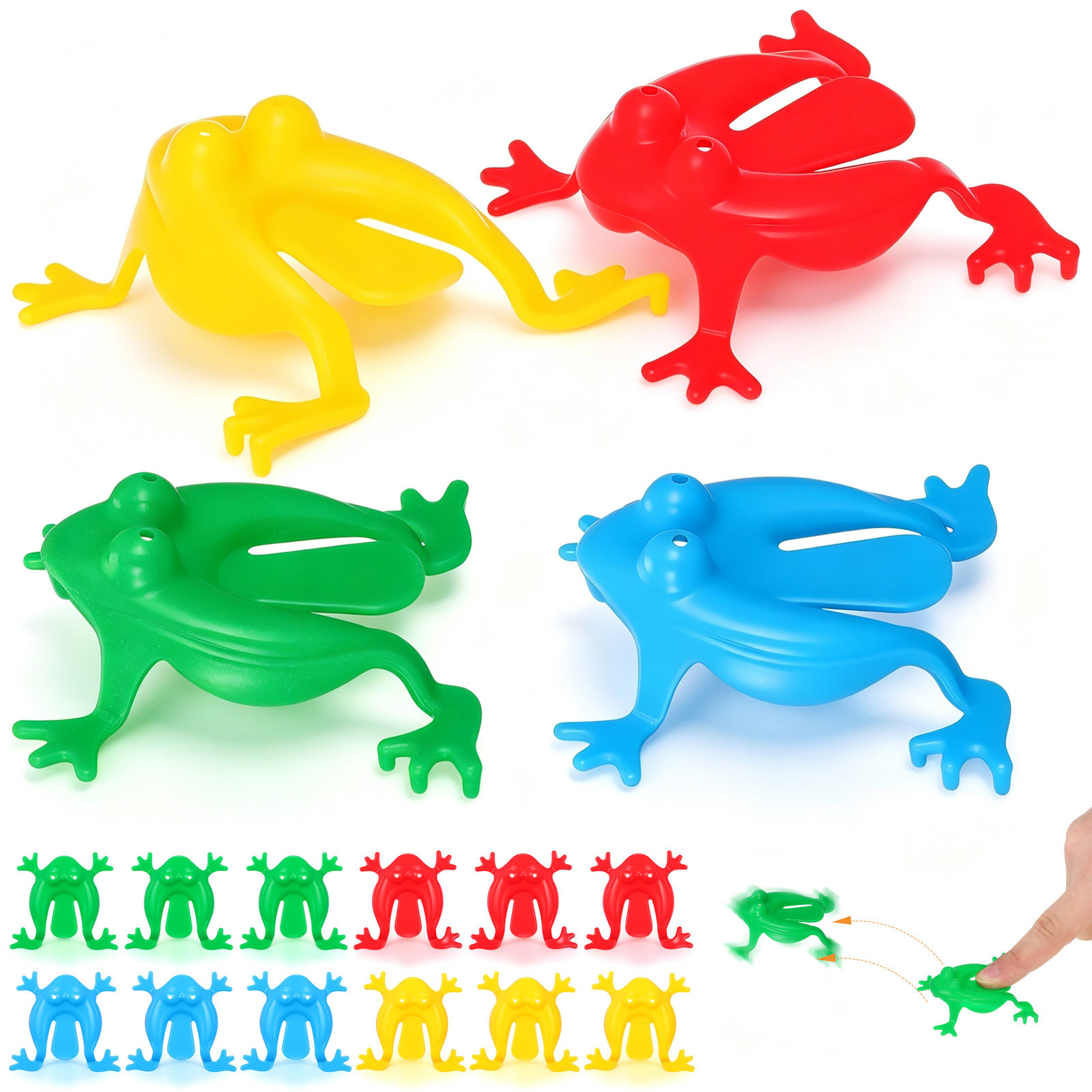Kids Outdoor Jumping Toys - 16Pcs Jumping Frog Assorted Colors Spring