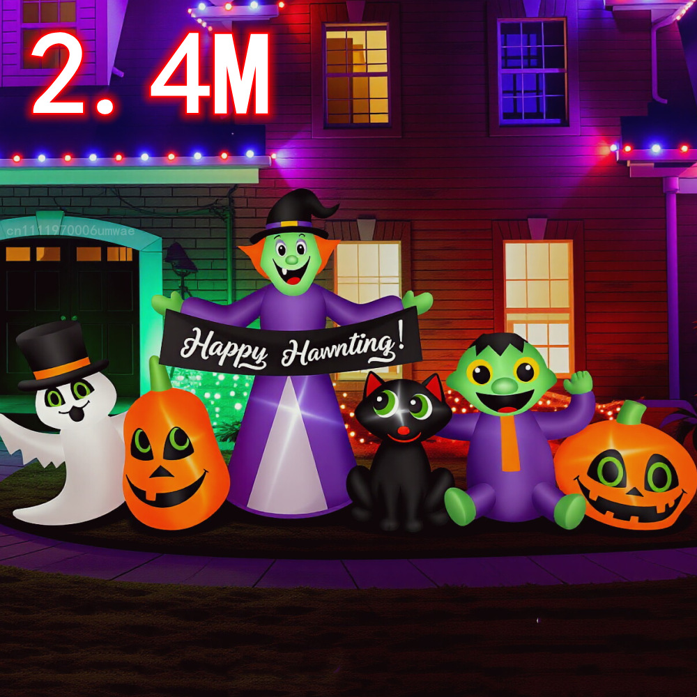 Kids Outdoor Yard - 2.4M Halloween Inflatable Witch Ghost Pumpkin