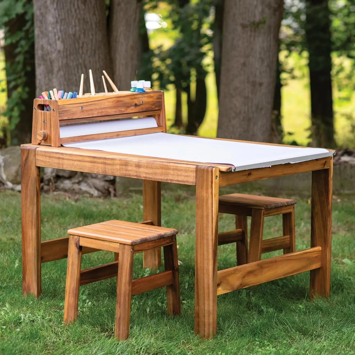 Kids Outdoor Table And Chair Set - Acadia Outdoor Art Table and Stool