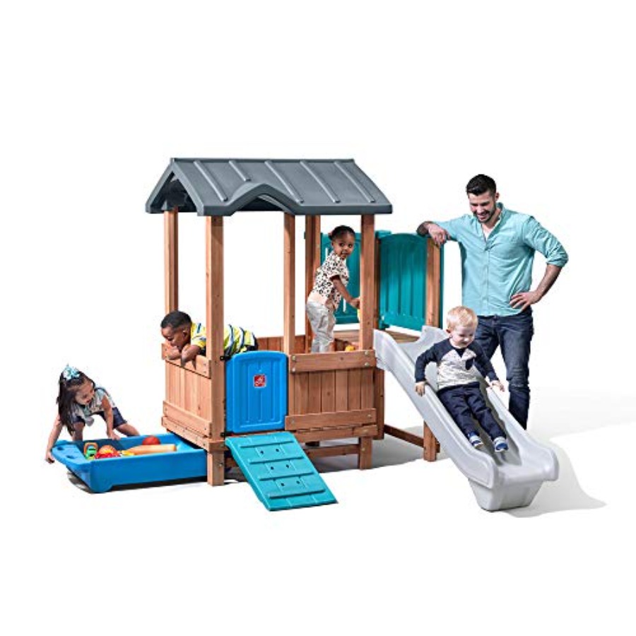 Kids Outdoor Playhouse - Woodland Adventure Playhouse & Slide, Kids