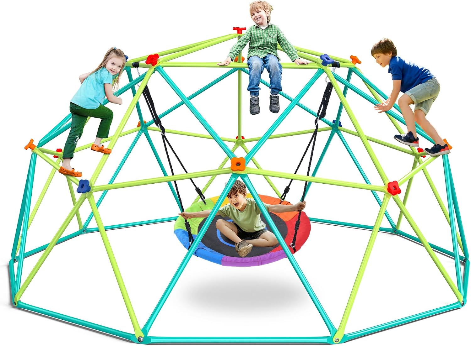 Kids Outdoor Gym - 10 ft Climbing Dome Swing Set