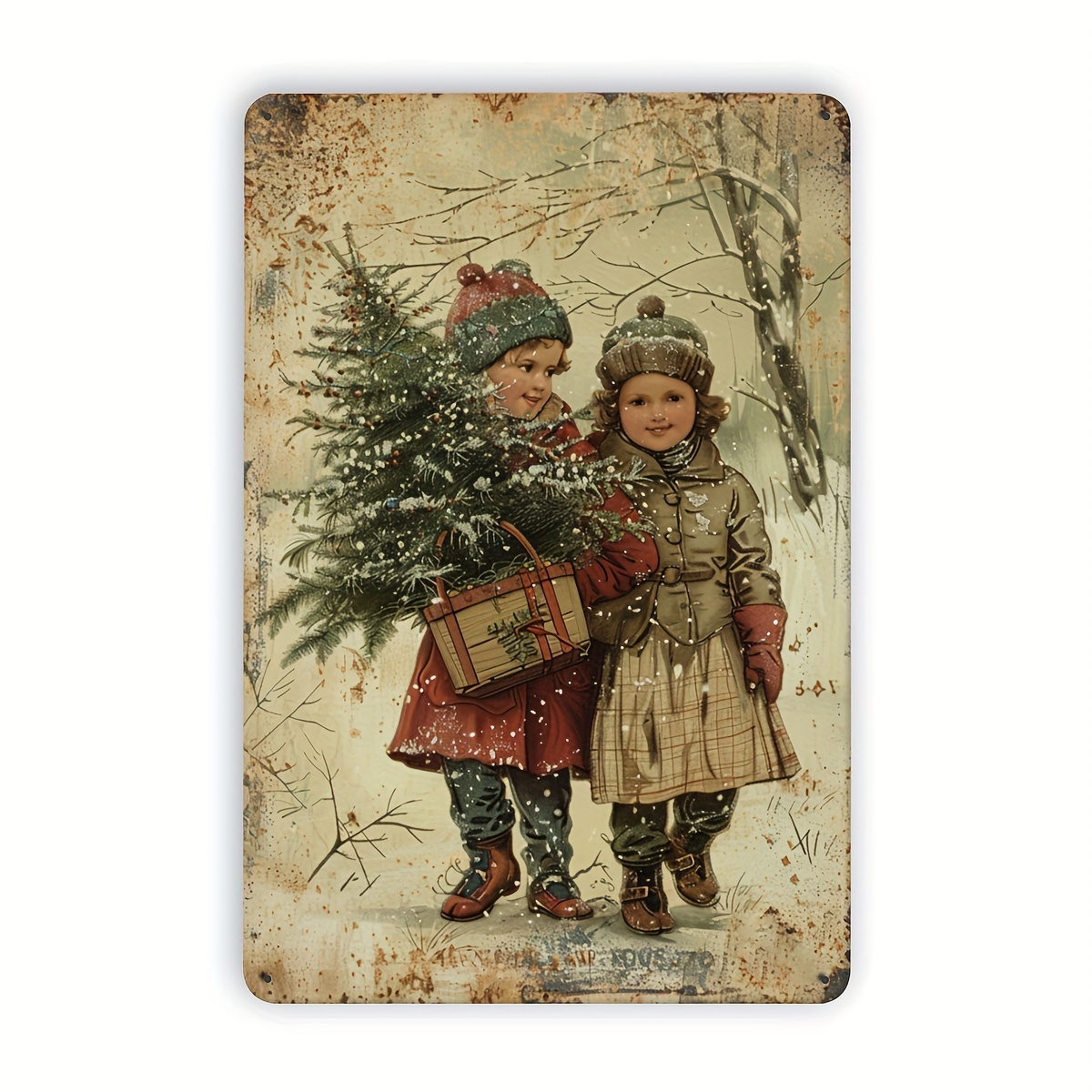 Kids Outdoor Gym - Vintage Christmas Tree Kids Metal Tin