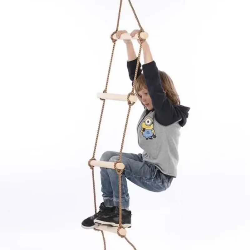 Kids Outdoor Ladder - Children Climbing Rope Ladder Wooden Material