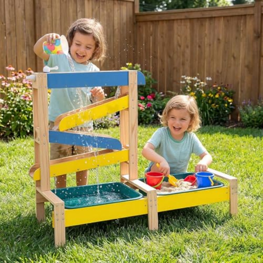 Kids Outdoor Wooden Table - Outdoor kids activity playset for 3+:
