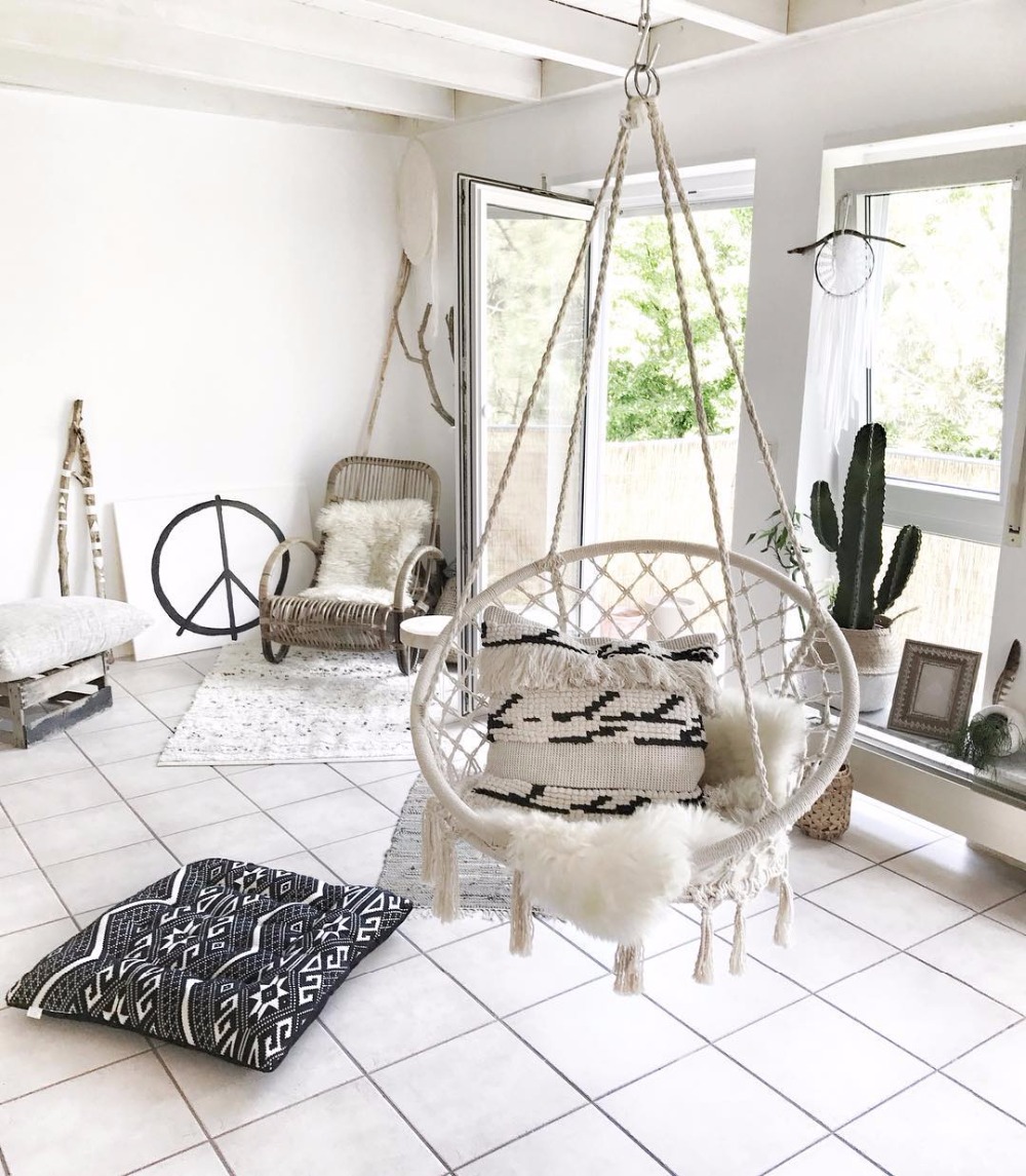 Kids Outdoor Hammock Swing - 2025 Nordic Garden Handmade Knitted Round