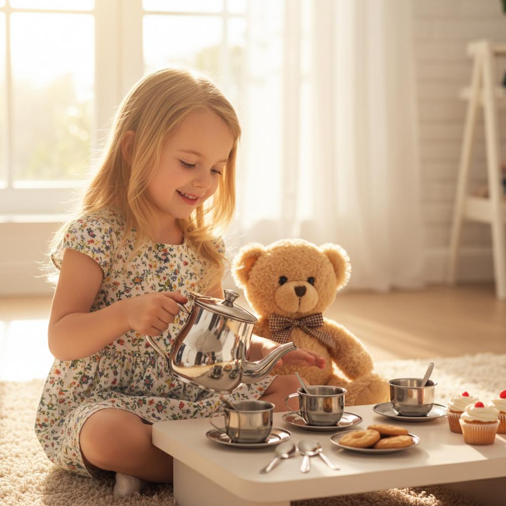Kids Stainless Steel Tea Set T - Kids Outdoor Kitchen Diy ulasan dan harga