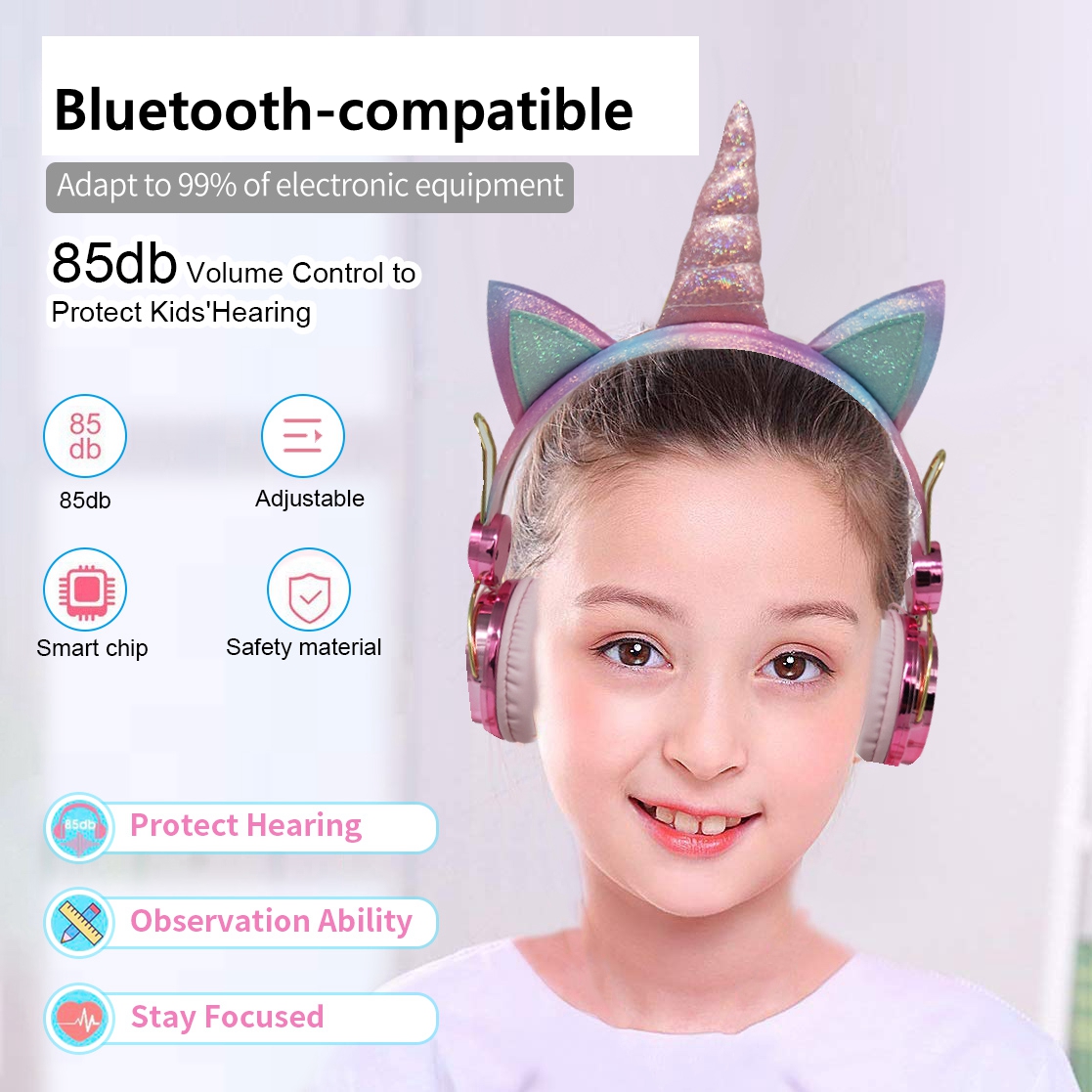 Cute Unicorn Wireless Earphone - Kids Outdoor Music ulasan dan harga