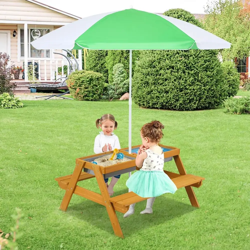 3-in-1 Height-Adjustable Umbre - Kids Outdoor Wooden Table ulasan dan harga