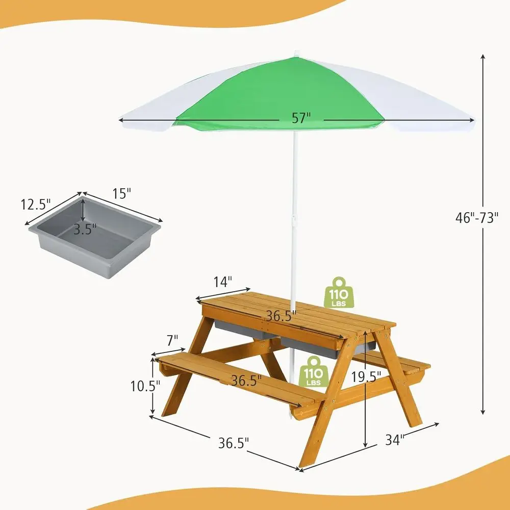 3-in-1 Height-Adjustable Umbre - Kids Outdoor Wooden Table ulasan dan harga