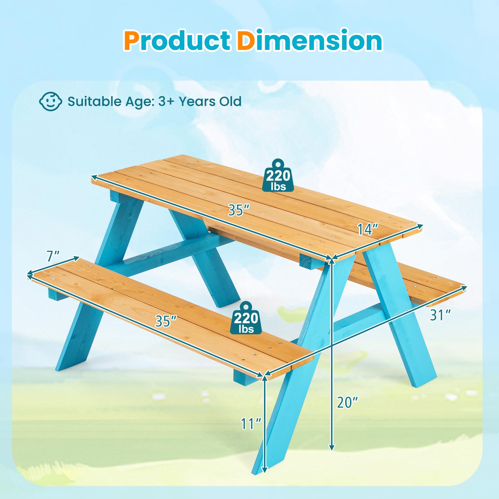 Z-CREAT Kids Wooden Outdoor Pi - Kids Outdoor Table And Chair Set ulasan dan harga