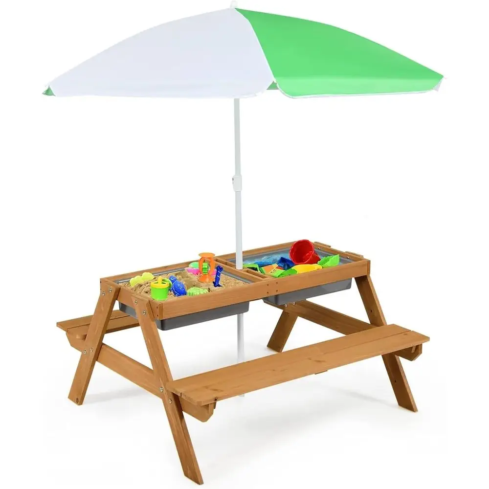 4-in-1 Wooden Sand & Water Pic - Kids Outdoor Wooden Table ulasan dan harga