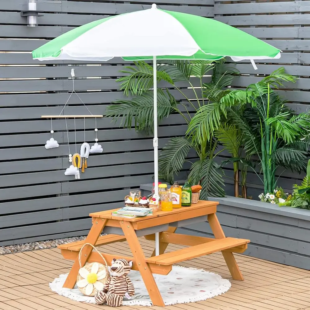 4-in-1 Wooden Sand & Water Pic - Kids Outdoor Wooden Table ulasan dan harga