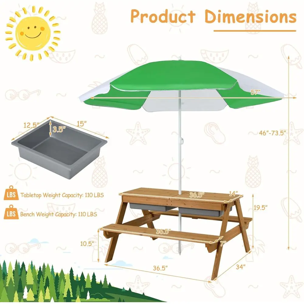4-in-1 Wooden Sand & Water Pic - Kids Outdoor Wooden Table ulasan dan harga