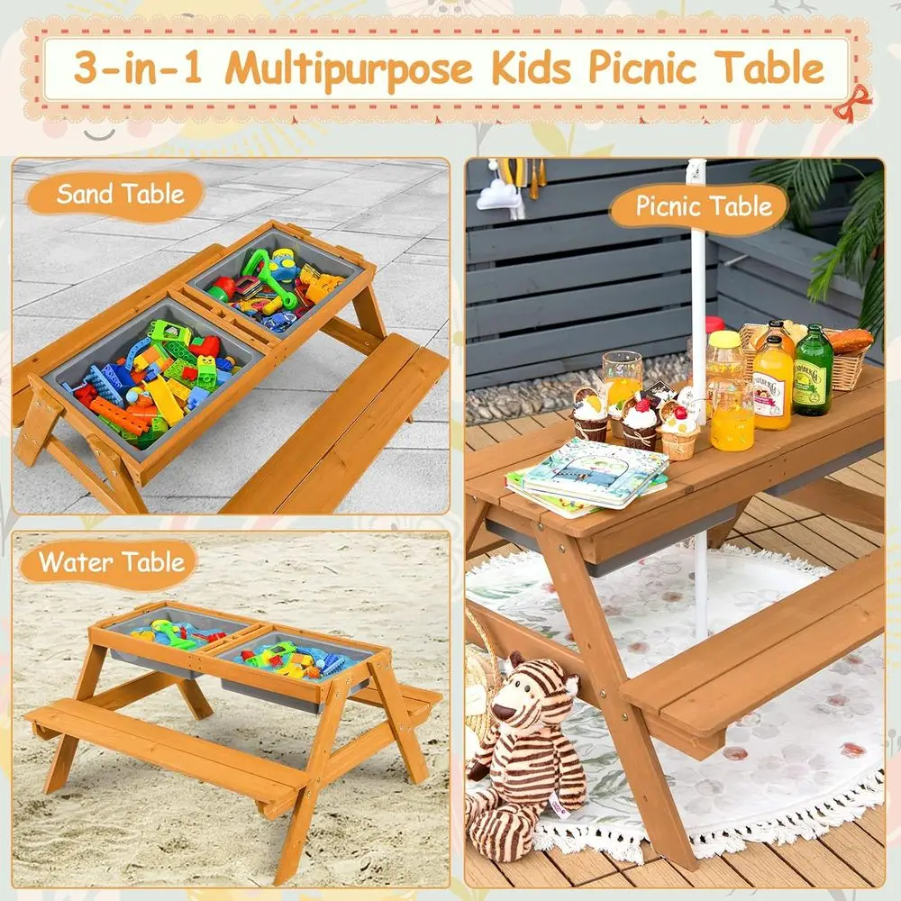 4-in-1 Wooden Sand & Water Pic - Kids Outdoor Wooden Table ulasan dan harga