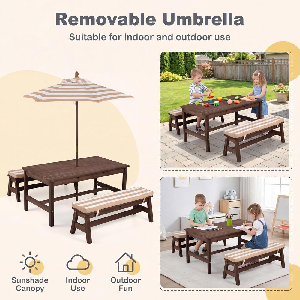 Kids Picnic Table, Large 42“x  - Kids Outdoor Wooden Table ulasan dan harga