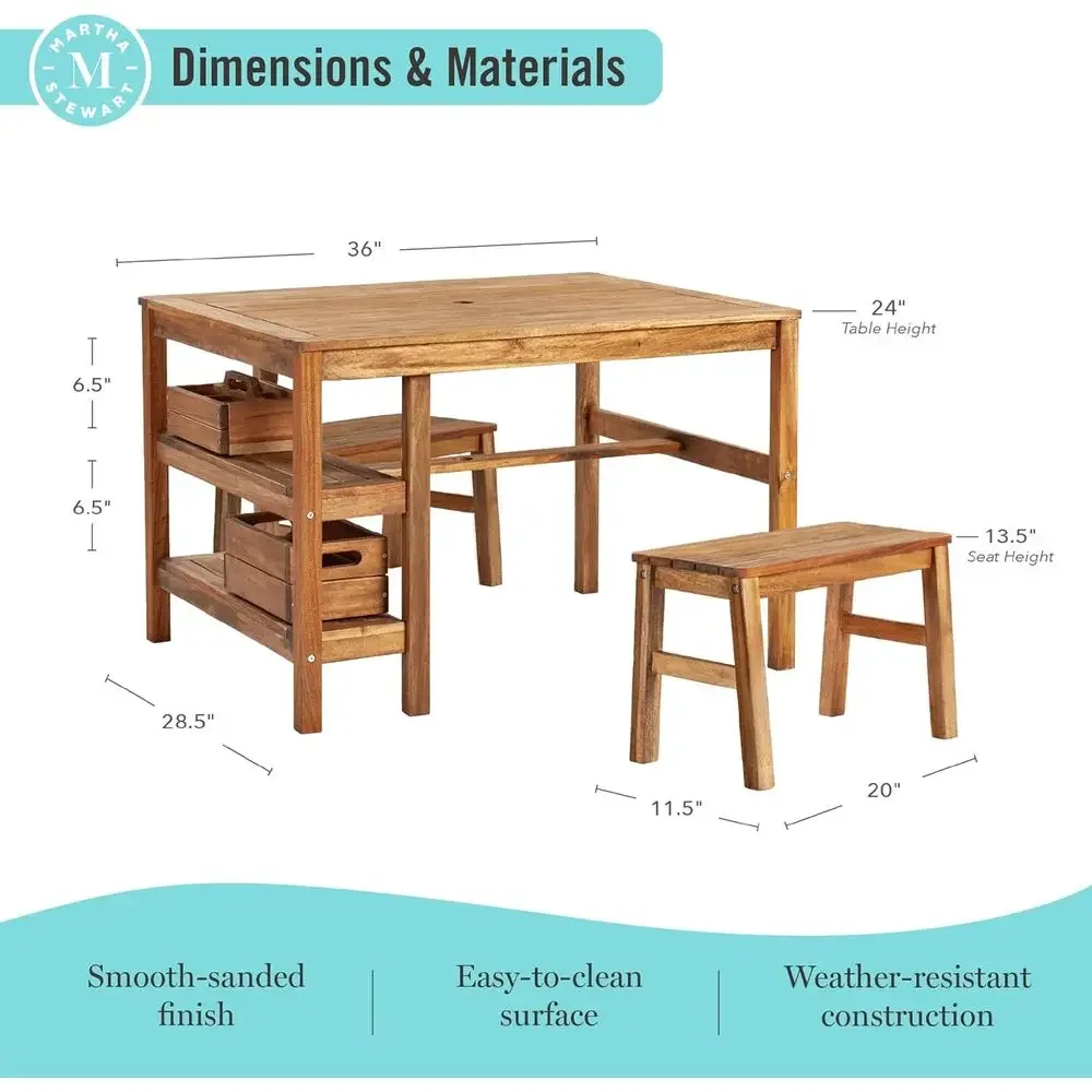 Kids Outdoor Crat Table and 2  - Kids Outdoor Wooden Table ulasan dan harga