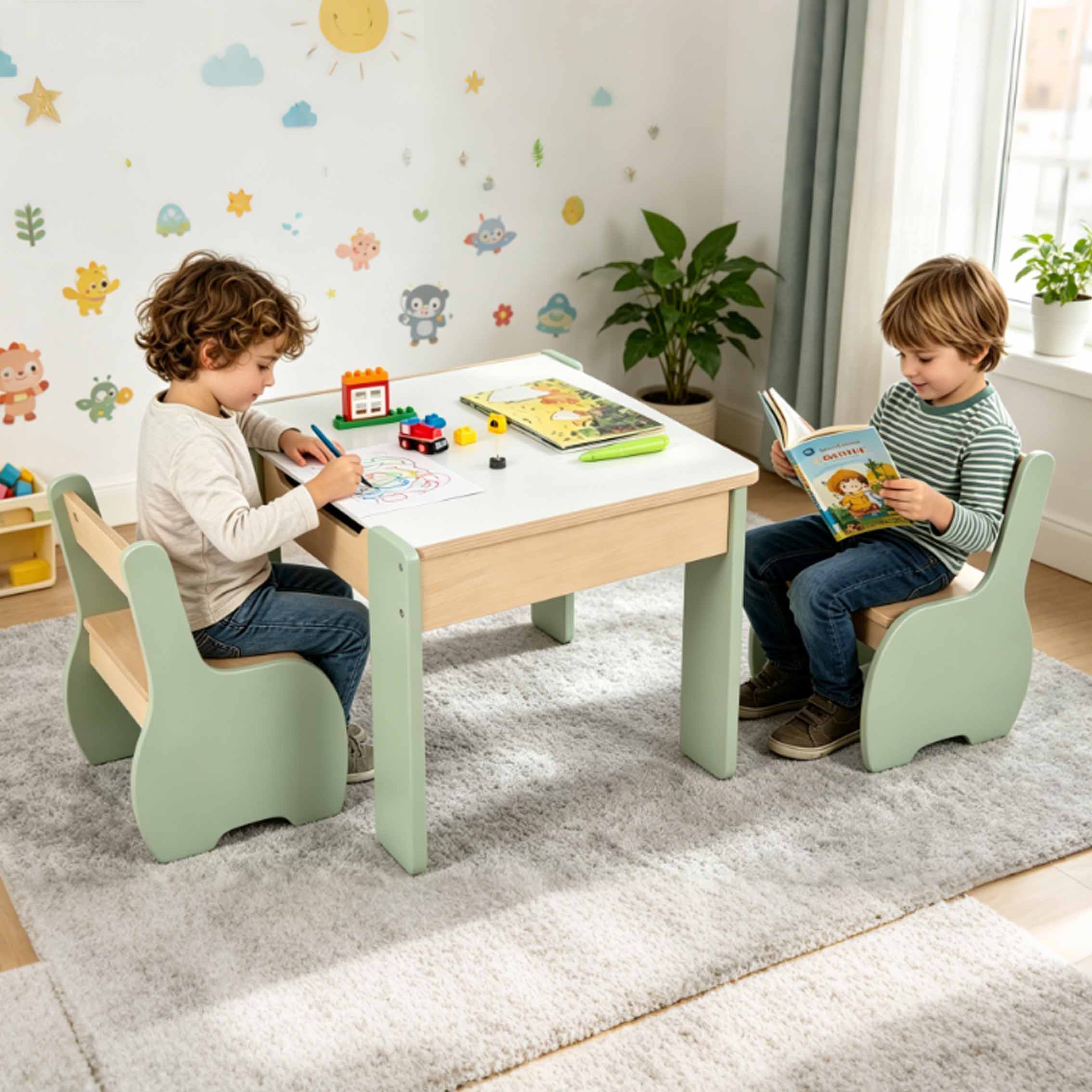 Children's Modern Wooden Table - Kids Outdoor Table And Chair Set ulasan dan harga
