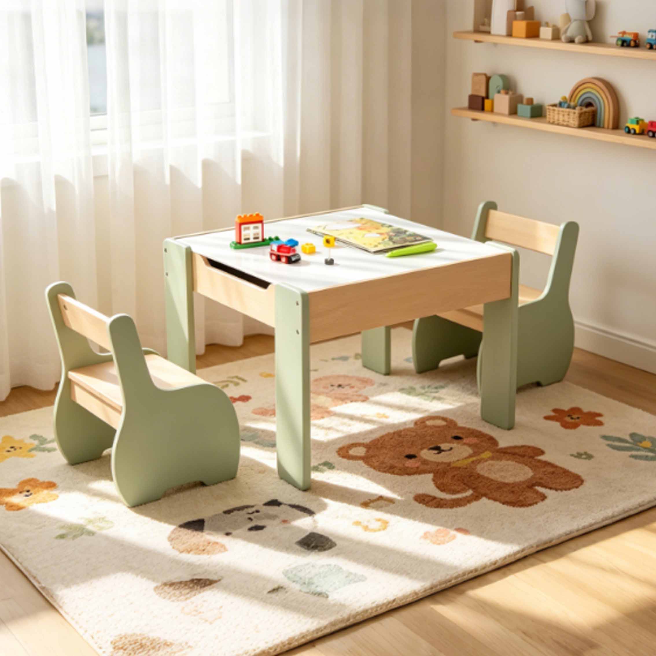 Children's Modern Wooden Table - Kids Outdoor Table And Chair Set ulasan dan harga