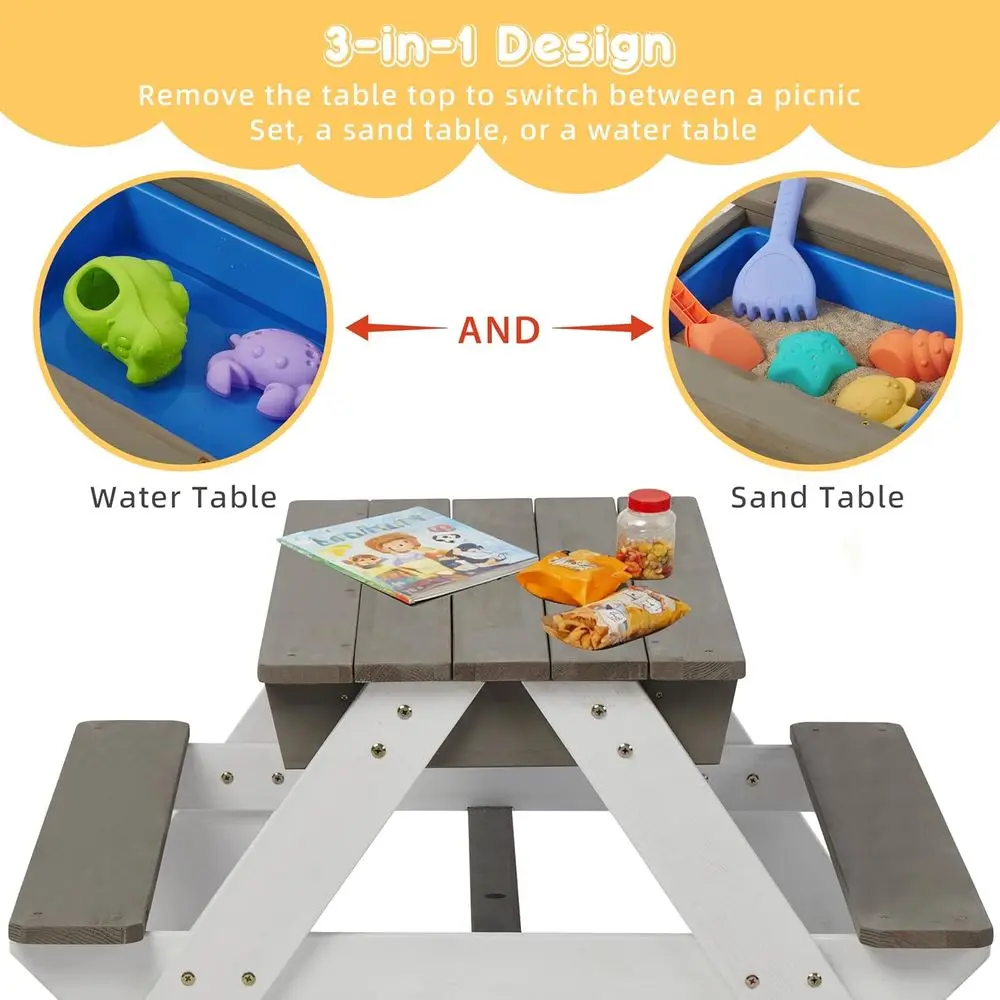 Convertible 3-in-1 Wooden Picn - Kids Outdoor Wooden Table ulasan dan harga