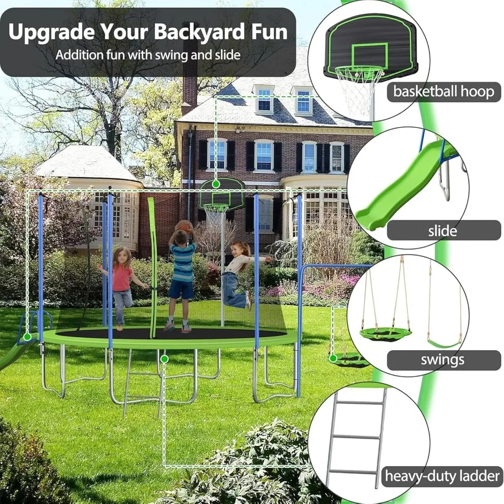 US Shipping 12-14FT Trampoline - Kids Outdoor Ladder ulasan dan harga