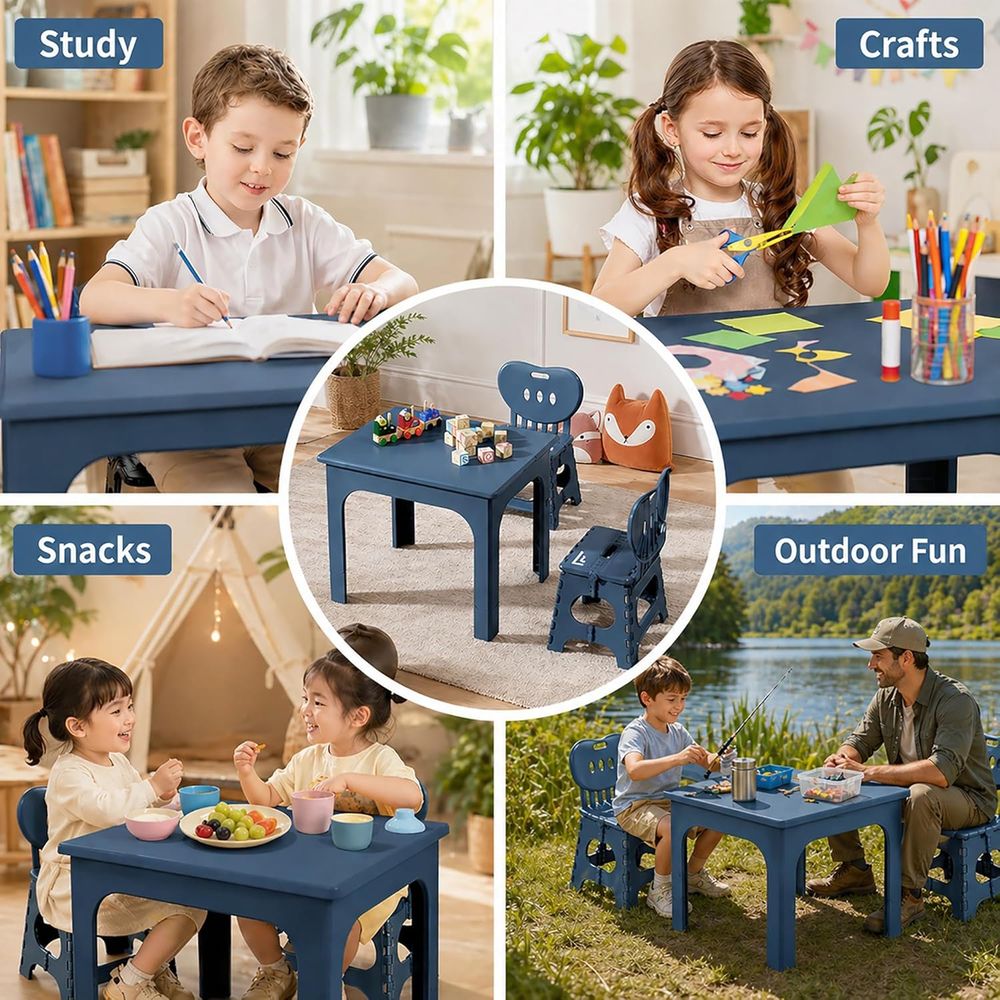 oldable Table and Chair Set, H - Kids Outdoor Wooden Table ulasan dan harga