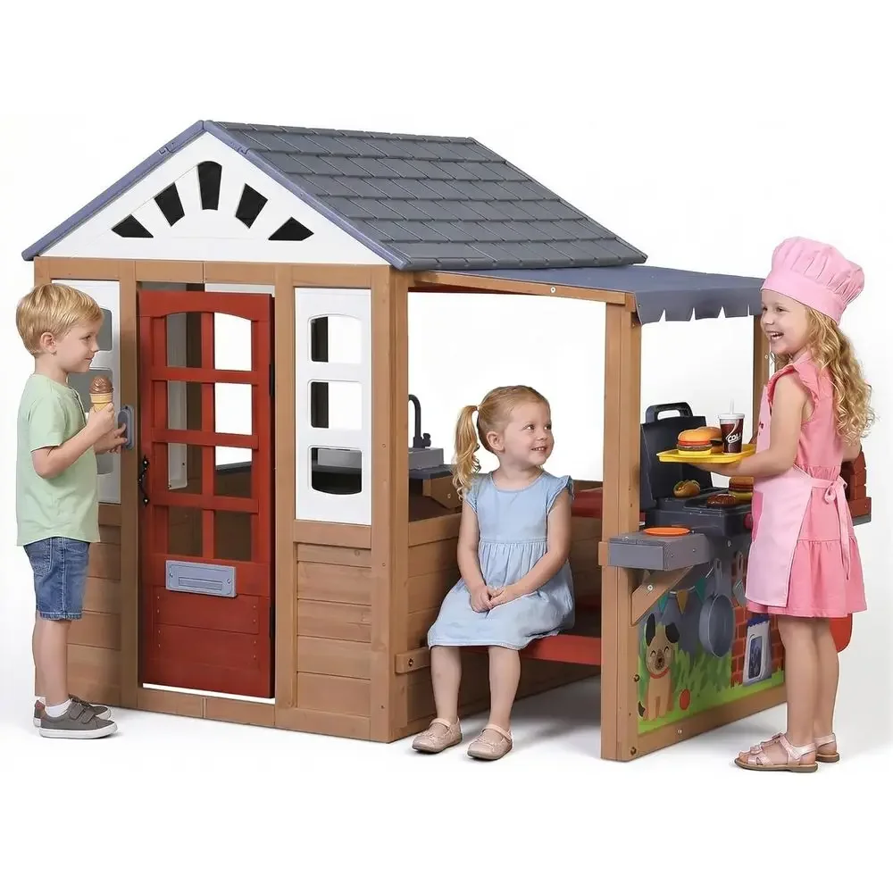 Kids Outdoor Wooden Playhouse, - Kids Outdoor Wooden Table ulasan dan harga
