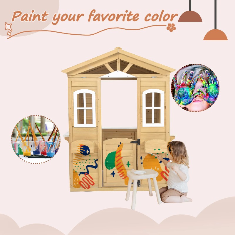 Modern Classic Solid Wood Play - Kids Outdoor Playhouse ulasan dan harga