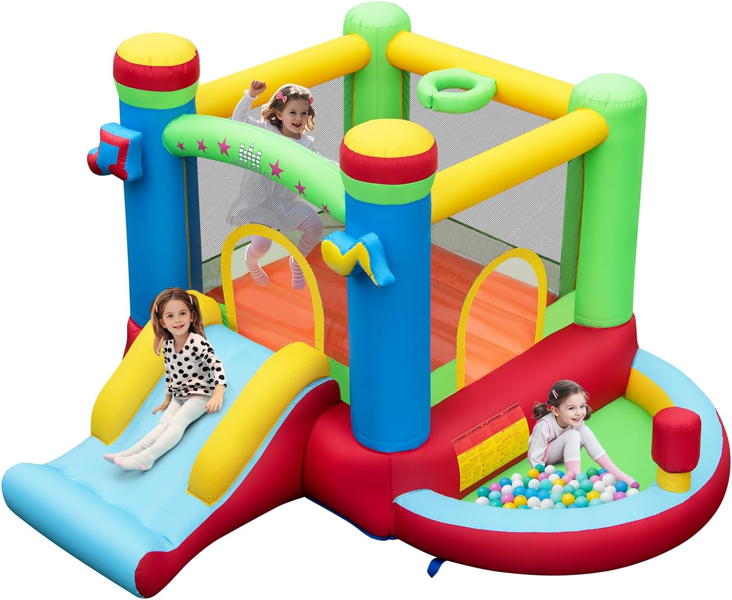 Inflatable Bounce House with B - Kids Outdoor Basketball Hoop ulasan dan harga