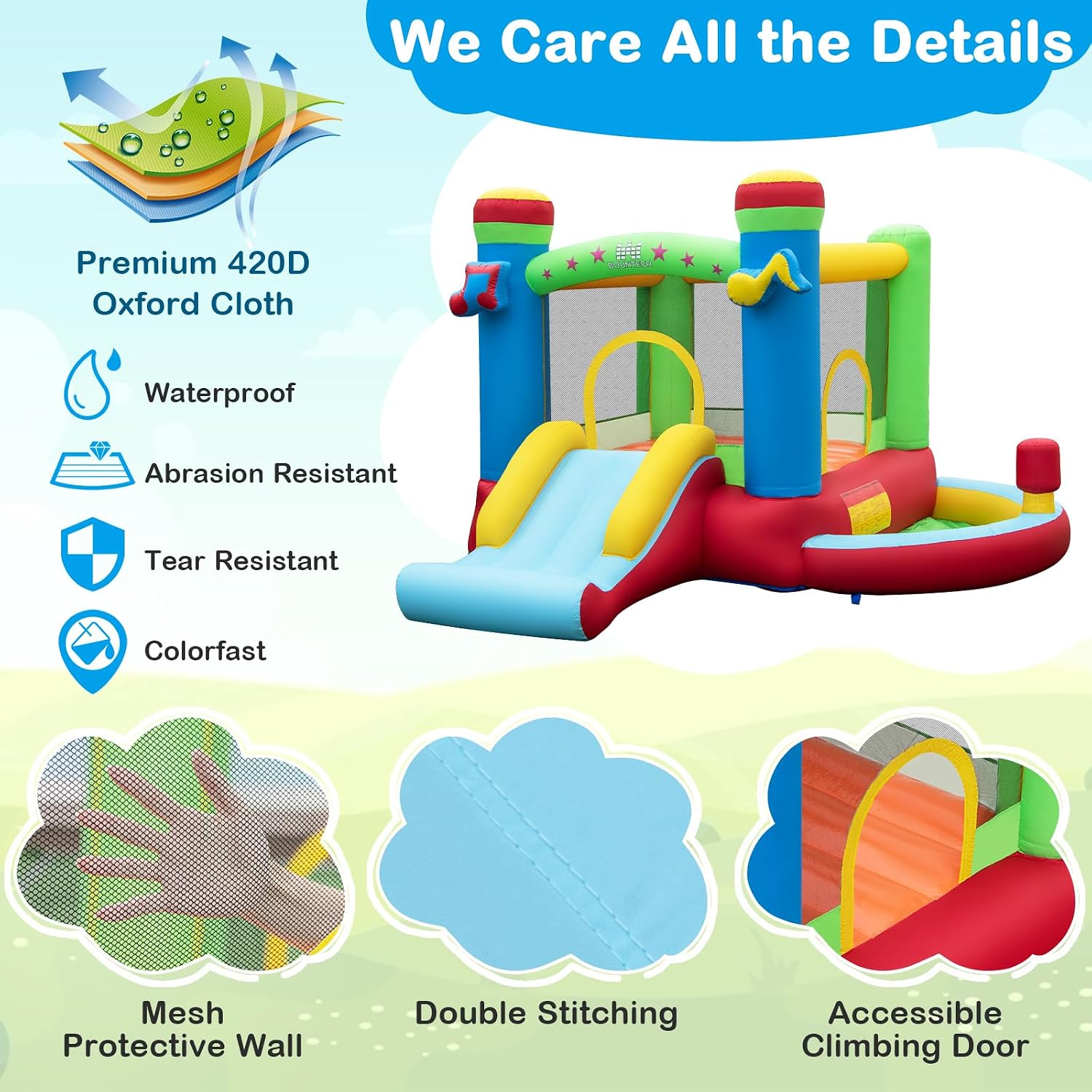 Inflatable Bounce House with B - Kids Outdoor Basketball Hoop ulasan dan harga