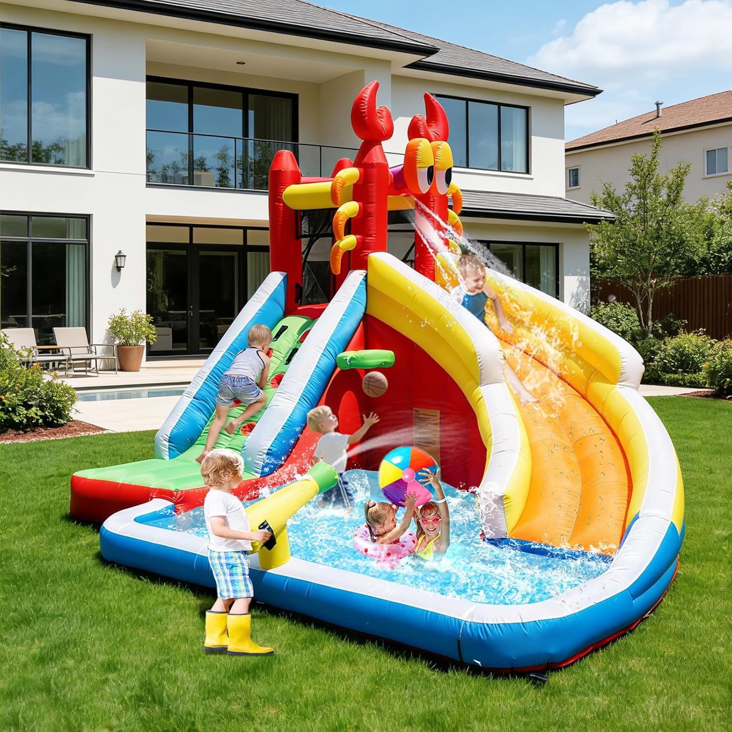 Large Inflatable Bounce House  - Kids Outdoor Basketball Hoop ulasan dan harga