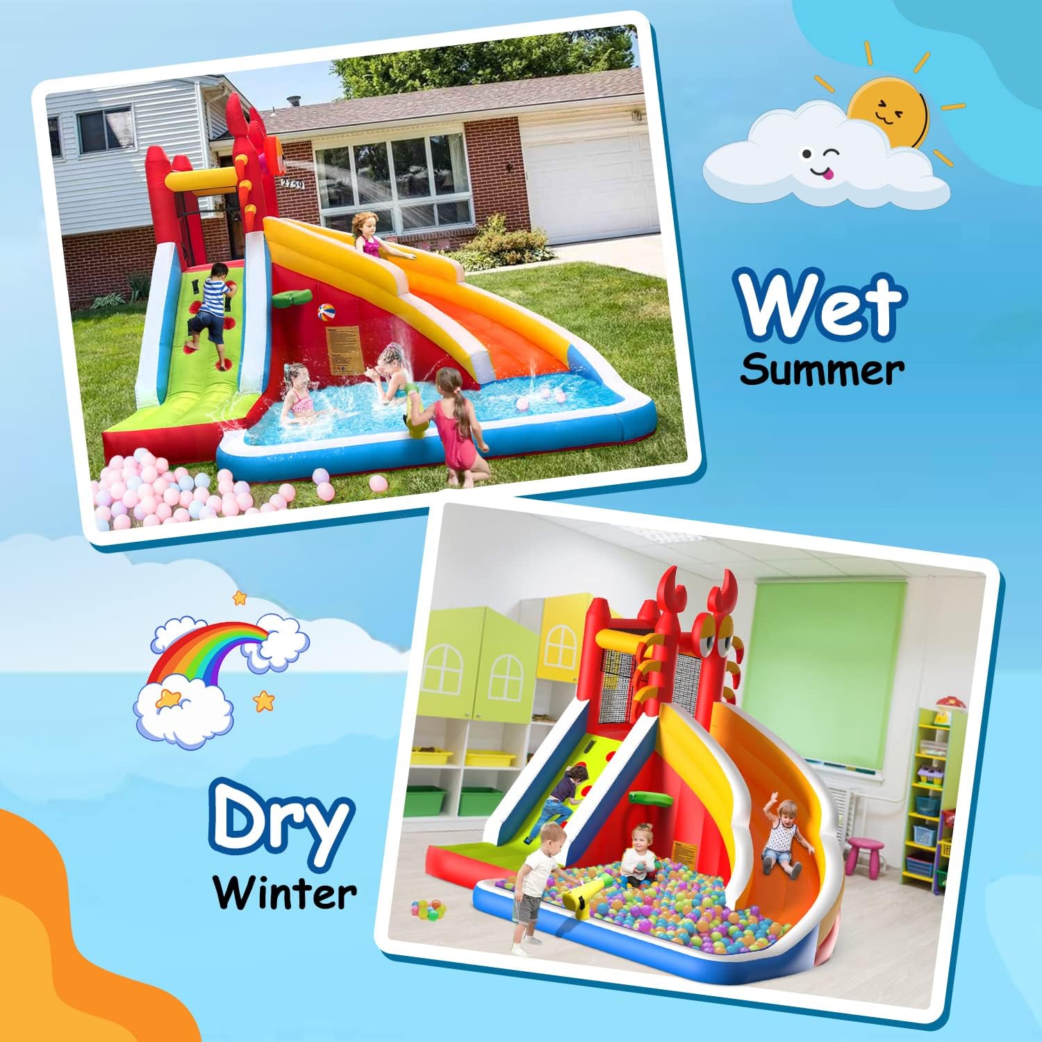 Large Inflatable Bounce House  - Kids Outdoor Basketball Hoop ulasan dan harga