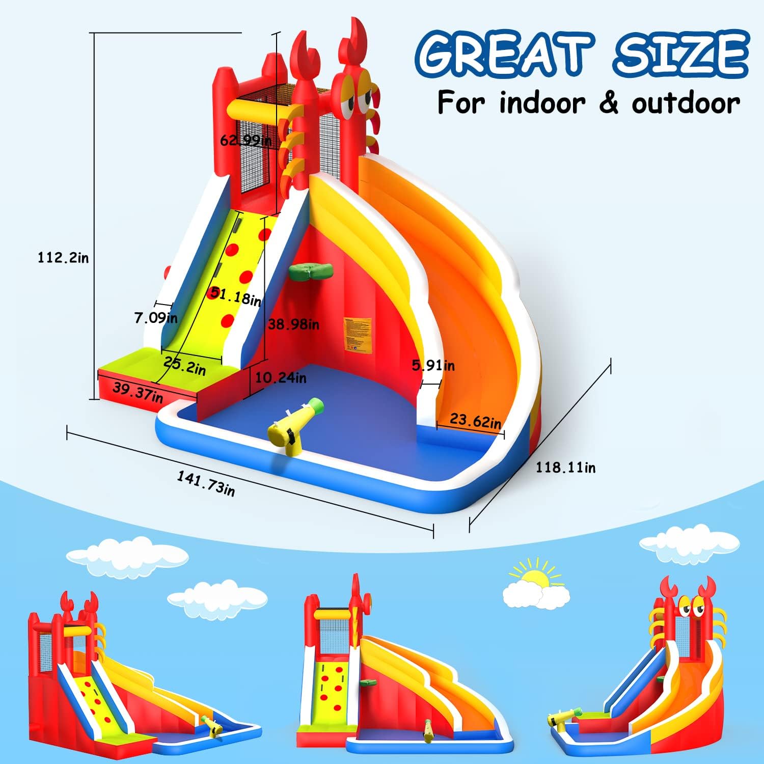 Large Inflatable Bounce House  - Kids Outdoor Basketball Hoop ulasan dan harga