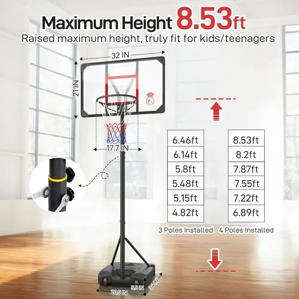 Adjustable Height Portable Bas - Kids Outdoor Basketball Hoop ulasan dan harga