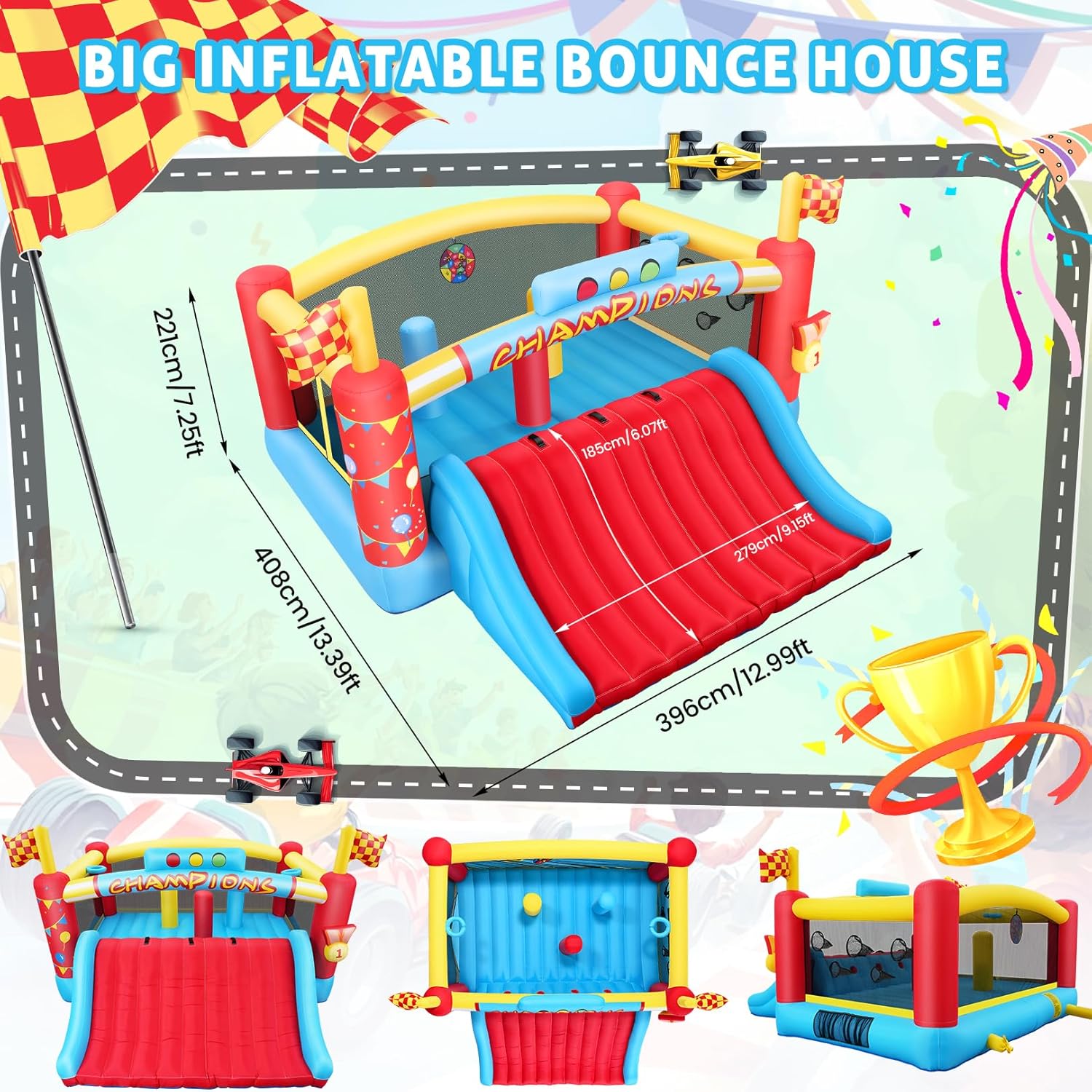 13FT Big Inflatable Bounce Hou - Kids Outdoor Basketball Hoop ulasan dan harga