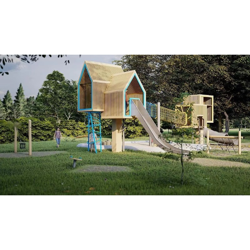 Custom Outdoor Amusement Park  - Kids Outdoor Treehouse ulasan dan harga