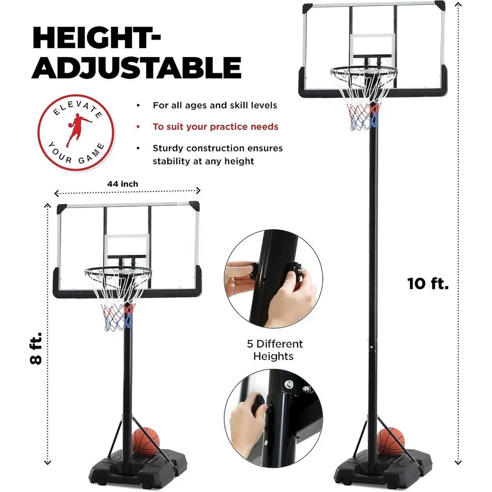 Adjustable 44 Shatterproof Bas - Kids Outdoor Basketball Hoop ulasan dan harga